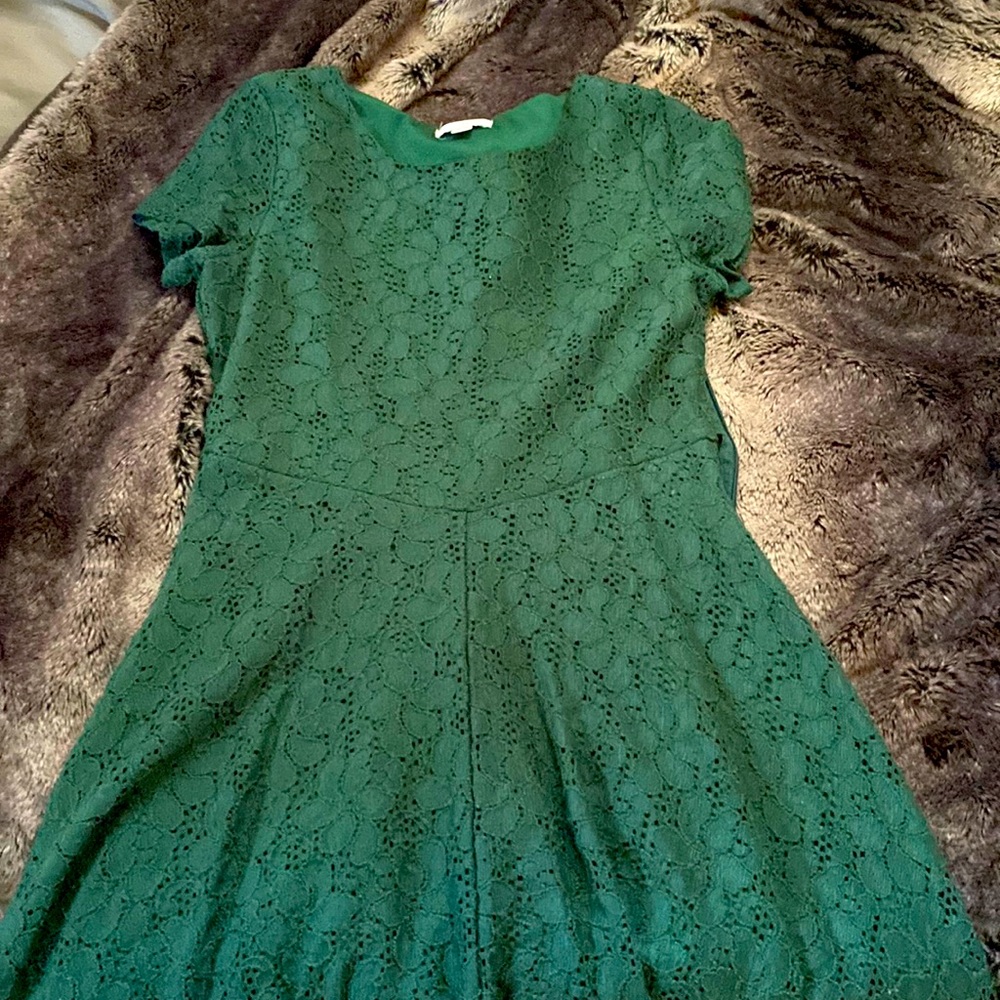 Cute eyelet dark green dress for girls